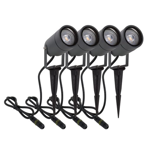 DAWALIGHT Erdspiess Gartenstrahler GU10 LED - 4er Set Warmweiss. Mit Erdspiess für punktuelle, warmweisse Beleuchtung von Garten und Aussenbereichen.