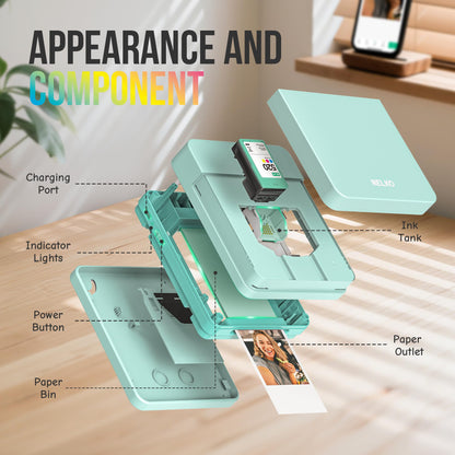 Nelko PP01 Mini-Fotodrucker, tragbarer Bluetooth-Drucker, Grün