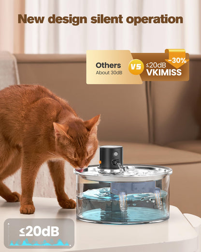 VKIMISS W1 Katzenbrunnen kabellos, 3,2 L Trinkbrunnen mit Sensor