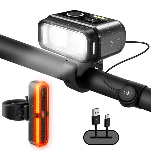 Jobapany Fahrradlicht Set 100 Lux, StVZO, Rücklicht mit Bremslicht