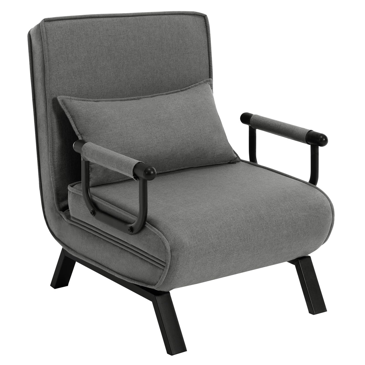 WOLTU Schlafsessel 3-in-1 mit Bettfunktion – Dunkelgrau. Dunkelgrauer, transformierbarer Sessel zur Nutzung als Sitz, Liege und Bett.