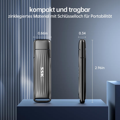 SSK 1TB USB-C SSD Stick – Externes Flash Drive 2000MB/s
