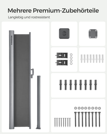 SONGMICS Seitenmarkise GSA160G, ausziehbar, 160 x 300 cm, anthrazit