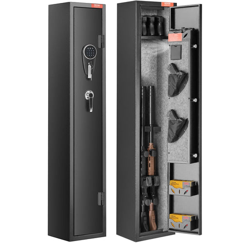 VEVOR Langwaffenschrank 3 Langwaffen – Touchscreen-Schloss. Rechteckiger, schwarzer Stahlschrank zur sicheren Aufbewahrung von Langwaffen mit elektronischem Touchscreen-Schloss.