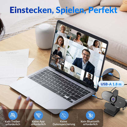 NEWORK EasyCam 502 Webcam 4K mit Dual-Autofokus und USB-A