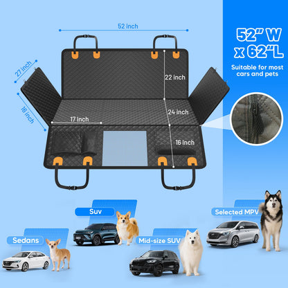 HikeSeptPals Hundedecke Auto Rückbank mit Hartboden, wasserdicht