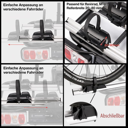 CXWXC Fahrradträger für Anhängerkupplung, 2 Fahrräder, 60 kg