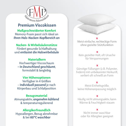 Orthopädisches viscoelastisches Nackenstützkissen - 7 cm hoch