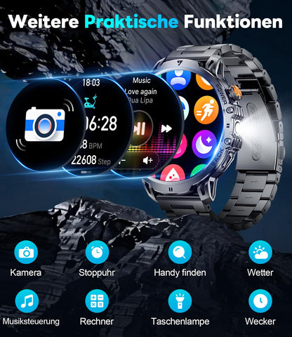 LIGE EF13-E Smartwatch Herren, 1000 mAh, 1,85-Zoll-HD-Display, IP68