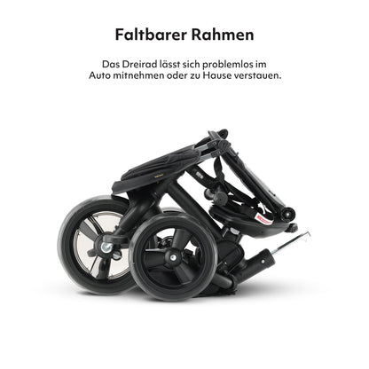 Deryan Explorer Kinderdreirad mit Schubstange, klappbar, Schwarz