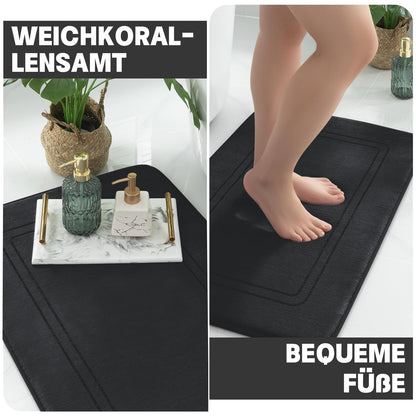 chakme Badezimmerteppich Set 3-teilig, Memory-Schaum, schwarz