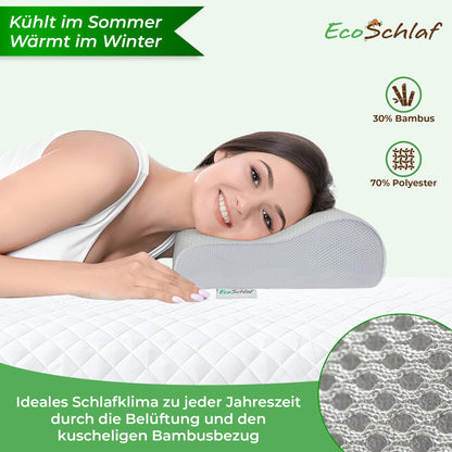 EcoSchlaf Orthopädisches Nackenstützkissen aus Memory Foam, Grau