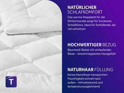 Traumnacht Kamelhaardecke Winterdecke – 155x220 cm Weiss
