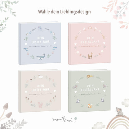 mintkind Mein erstes Jahr Babyalbum, Leinen Beige, 176 Seiten