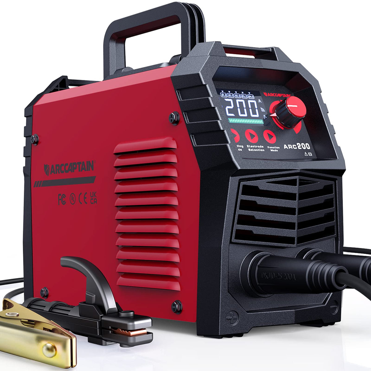ARCCAPTAIN ARC 200 Schweissgerät – 200A Lift Wig Elektrode: Robustes, kompaktes Gehäuse. Für ARC- & Lift-TIG-Schweissungen bis 200A zum Fügen von Metall.