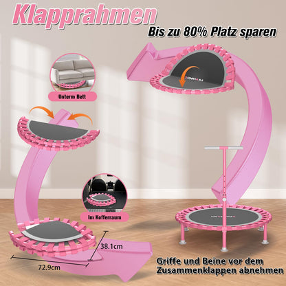 ZCMHAXJ Fitnesstrampolin klappbar, Ø 101,6 cm, mit Haltegriff, 204 kg