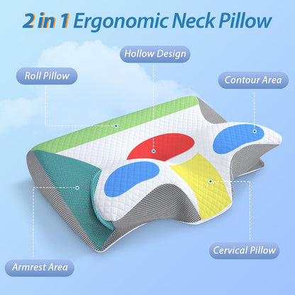 HOMCA Ergonomisches Nackenkissen Memory Foam 60x40 cm Grau