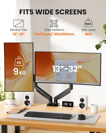 ErGear Monitorhalterung 2 Monitore, Dual Monitor Arm für 13-32 Zoll