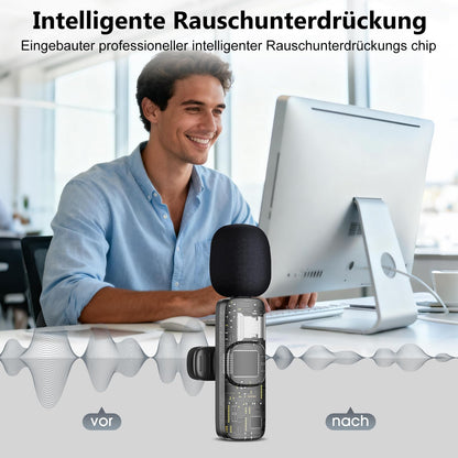 QINOJA K30 Wireless Lavalier Mikrofon mit 4-in-1 Empfänger