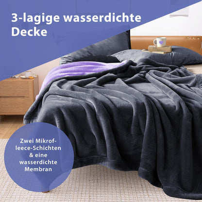 YISURE Wasserdichte Decke 230 x 203 cm, wendbar in Grau und Lila