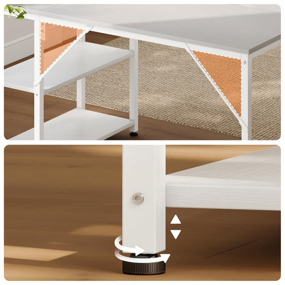 Coleshome Eckschreibtisch L-förmig mit Regal, 100x70 cm, weiss