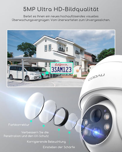 COOAU Q01 5MP Überwachungskamera Aussen mit Solarpanel und Akku