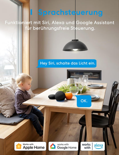 Meross MSS815 Matter WLAN Lichtschalter Unterputz, 4 Stück