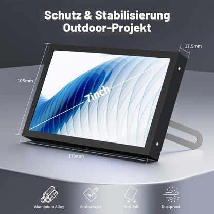 Aurevita Mini-Monitor 7 Zoll, tragbar, HDMI VGA AV BNC, 1024 x 600