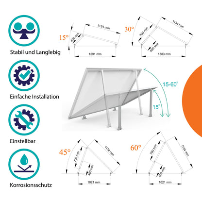 SAVOLAR Solarmodul-Halterung Balkonkraftwerk Flachdach, 2er-Set