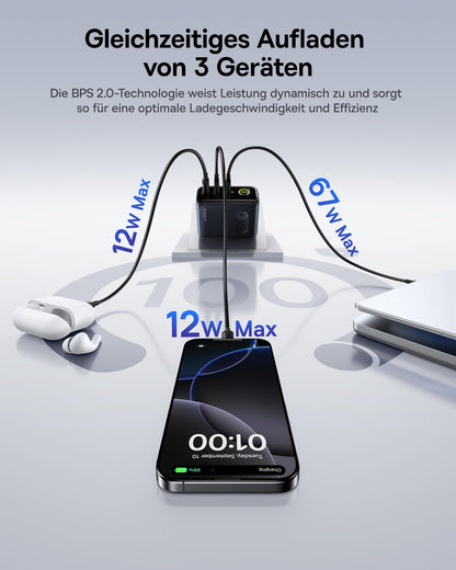 Baseus Picogo 100W USB-C Ladegerät mit Smart Display, GaN 3-in-1