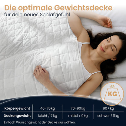ELONEO Gewichtsdecke 135x200 cm 11 kg aus 100 % Baumwolle
