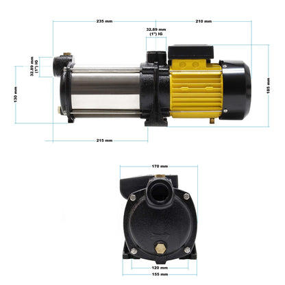 Wiltec Kreiselpumpe mehrstufig 900 W, 6600 l/h, Förderhöhe 55 m