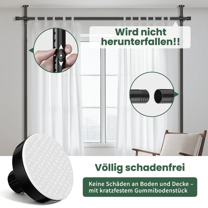 Jilron Gardinenstange ohne Bohren, Raumteiler, verstellbar, schwarz