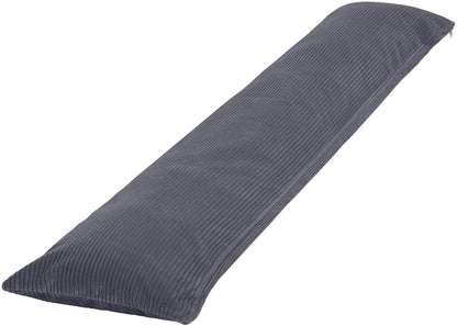 CozyKing Seitenschläferkissen mit Cordbezug, 200 x 40 cm, Grau, langes Kissen für Seitenschlaf und Stillzeit