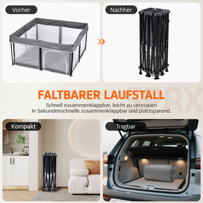 SPRX Baby Laufstall faltbar mit Matte, 127 x 127 cm, inkl. 30 Bälle