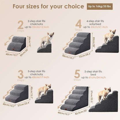 EHEYCIGA Hundetreppe für kleine Hunde, 3 Stufen, 40 cm, Grau