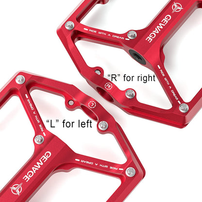 GEWAGE Fahrradpedale GE-324 – CNC-Flachpedale, 3 Lager, Rot