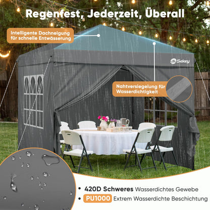 Sekey Premium Pop Up Pavillon 3x3 Faltpavillon - Grau