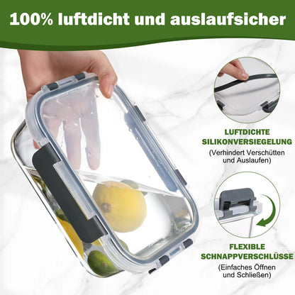 YASHE Glasbehälter mit Deckel, 10-teiliges Set aus Borosilikatglas