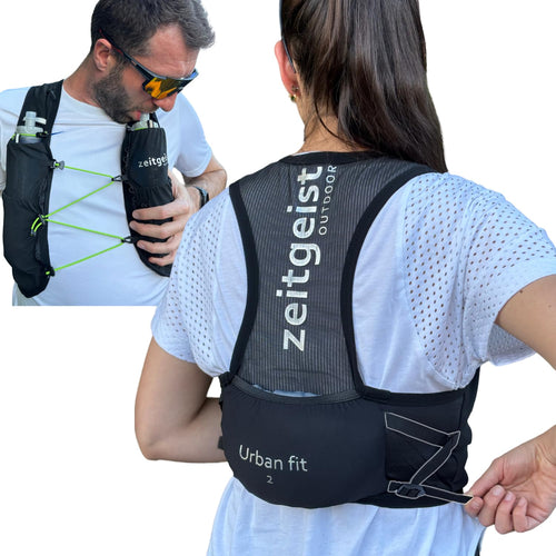 zeitgeist OUTDOOR Laufweste Urban Fit 2 Trinkweste 2 L Unisex mit Brustgurt und Vordertaschen