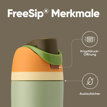 Owala FreeSip Trinkflasche Edelstahl mit Strohhalm 710 ml, Camo Cool