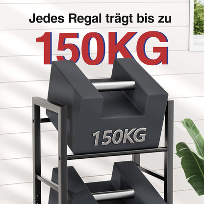 jockcaras Getränkekistenregal Metall, 3 Ebenen, bis 150 kg, schwarz