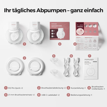 Momcozy Milchpumpe Elektrisch S12 Pro, freihändig, Weiss