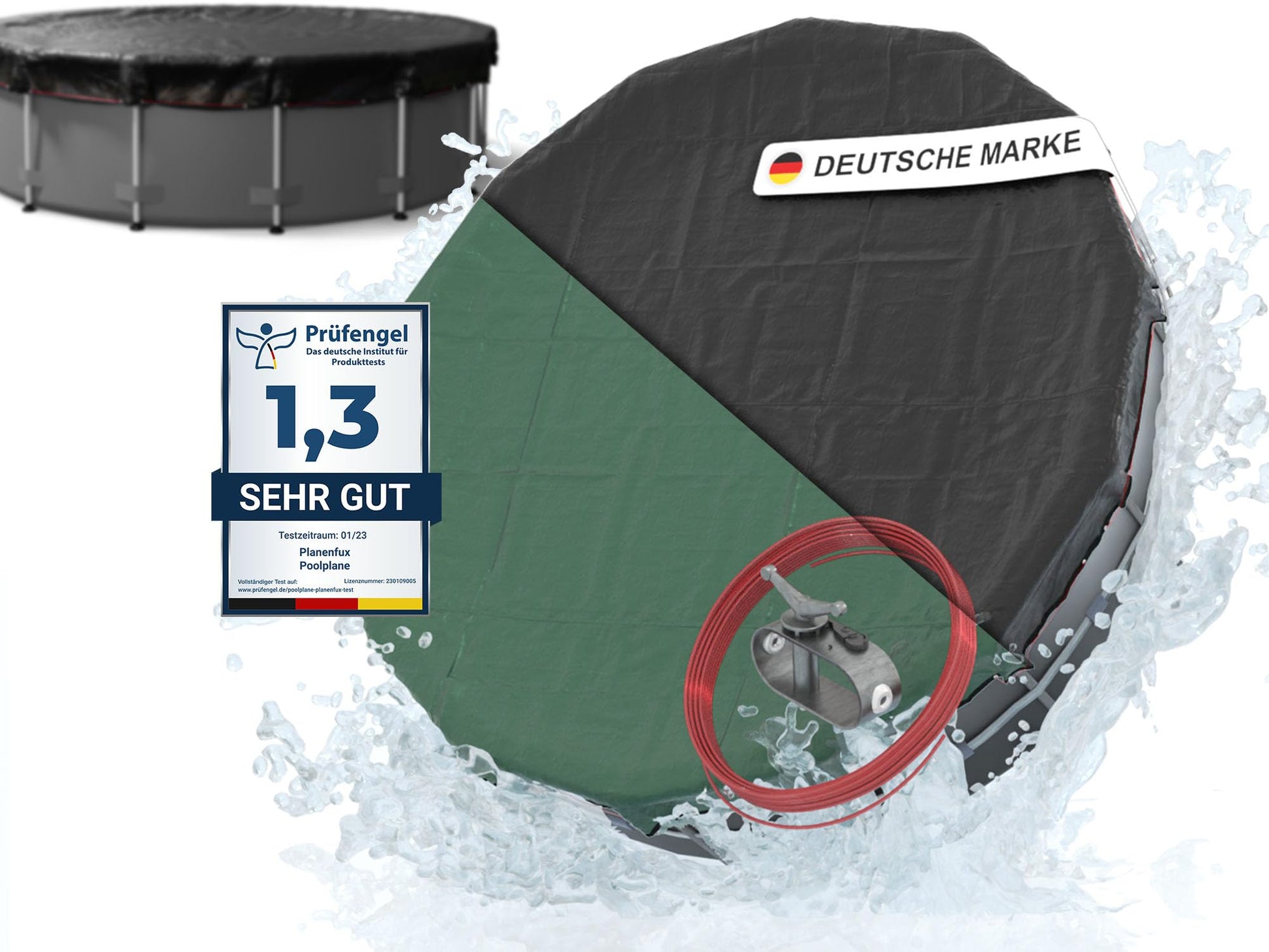 Planenfux Poolabdeckung rund 450 cm – Solar Ganzjährig. Runde Solarfolie deckt den Pool ab, heizt das Wasser und schützt ganzjährig.