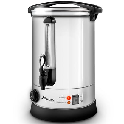 TRESKO® Glühweinkocher Einkochautomat. 20L Edelstahl, zylindrisch, mit Zapfhahn. Beheizt Glühwein und kocht ein.