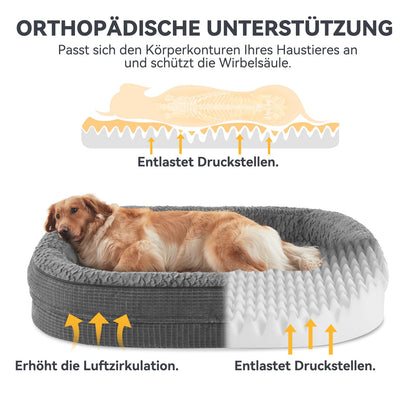 Pawk Orthopädisches Hundebett 89x63 cm, Memory Foam, waschbar, grau