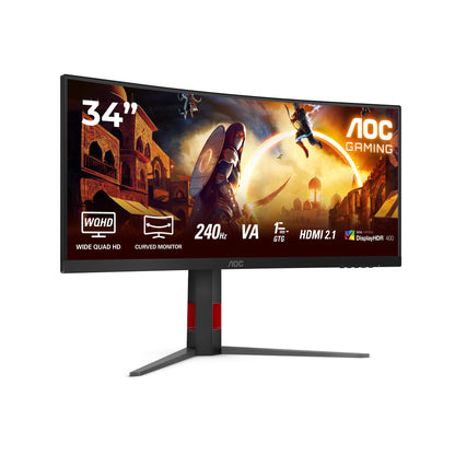 AOC Gaming CU34G4Z Curved Monitor - 34 Zoll WQHD 240Hz. Zeigt Gaming-Inhalte flüssig und immersiv an.