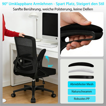 Milacyee Ergonomischer Bürostuhl M01 mit 4D-Lendenstütze, Schwarz