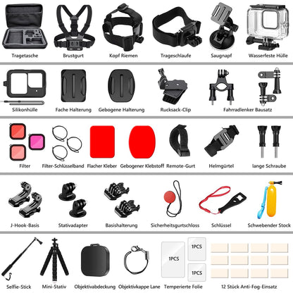 oGoDeal Action-Cam-Zubehör-Set für GoPro Hero 13 Black DE192