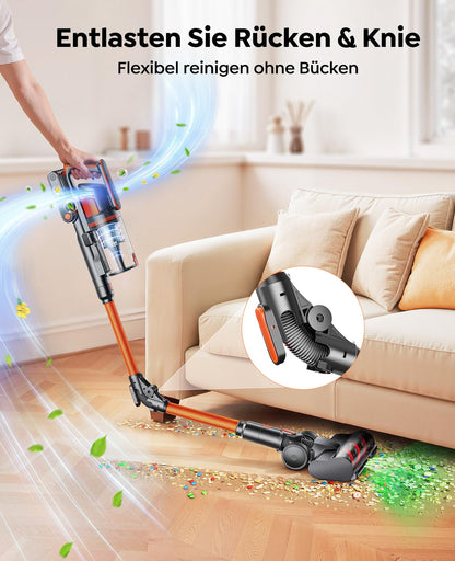 Fieety V9 Akku Staubsauger kabellos, 600 W, 50 kPa, mit Biegegelenk